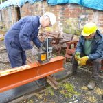 Preparing the steel beams